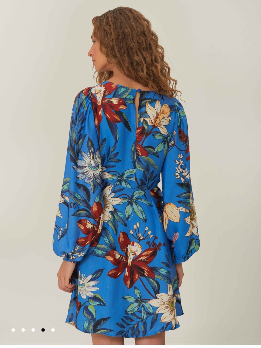 FARM Rio Bright Blue Floral Tie-Waist Midi Dress - Picture 4 of 10